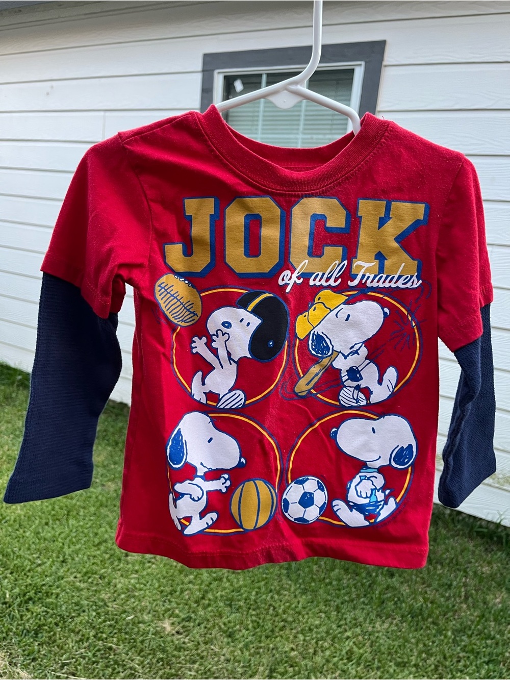 Red Snoopy 'Jock of All Trades' Layered-Look Kids Tee